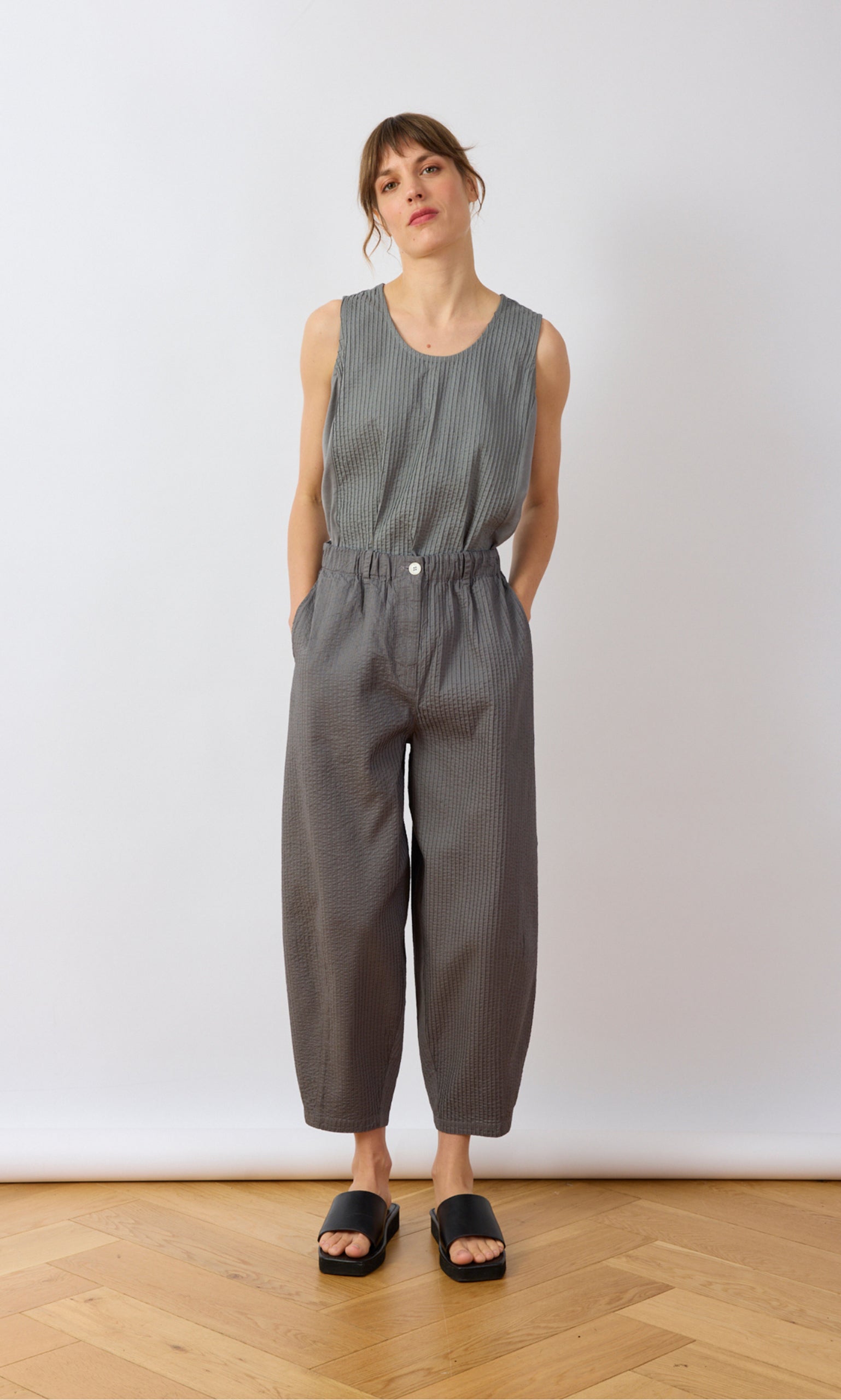 Grey Cotton Japanese Pintuck Pants – Plümo Ltd