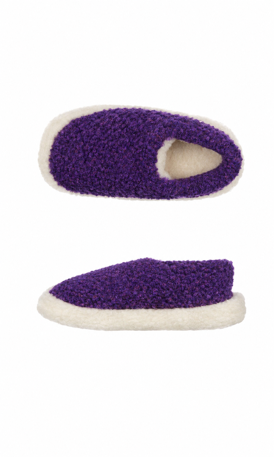 Plümo  Wool Slippers - Plum shown from side and top view; features non-slip soles on a plain white background.