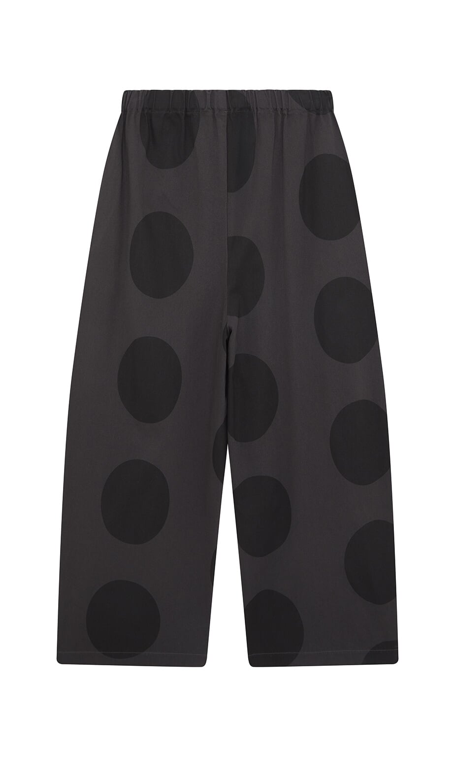 Plümo- Easy Point Pants: Pull-on cotton-canvas with an elastic waist and bold dark polka dots, handcrafted in Italy.