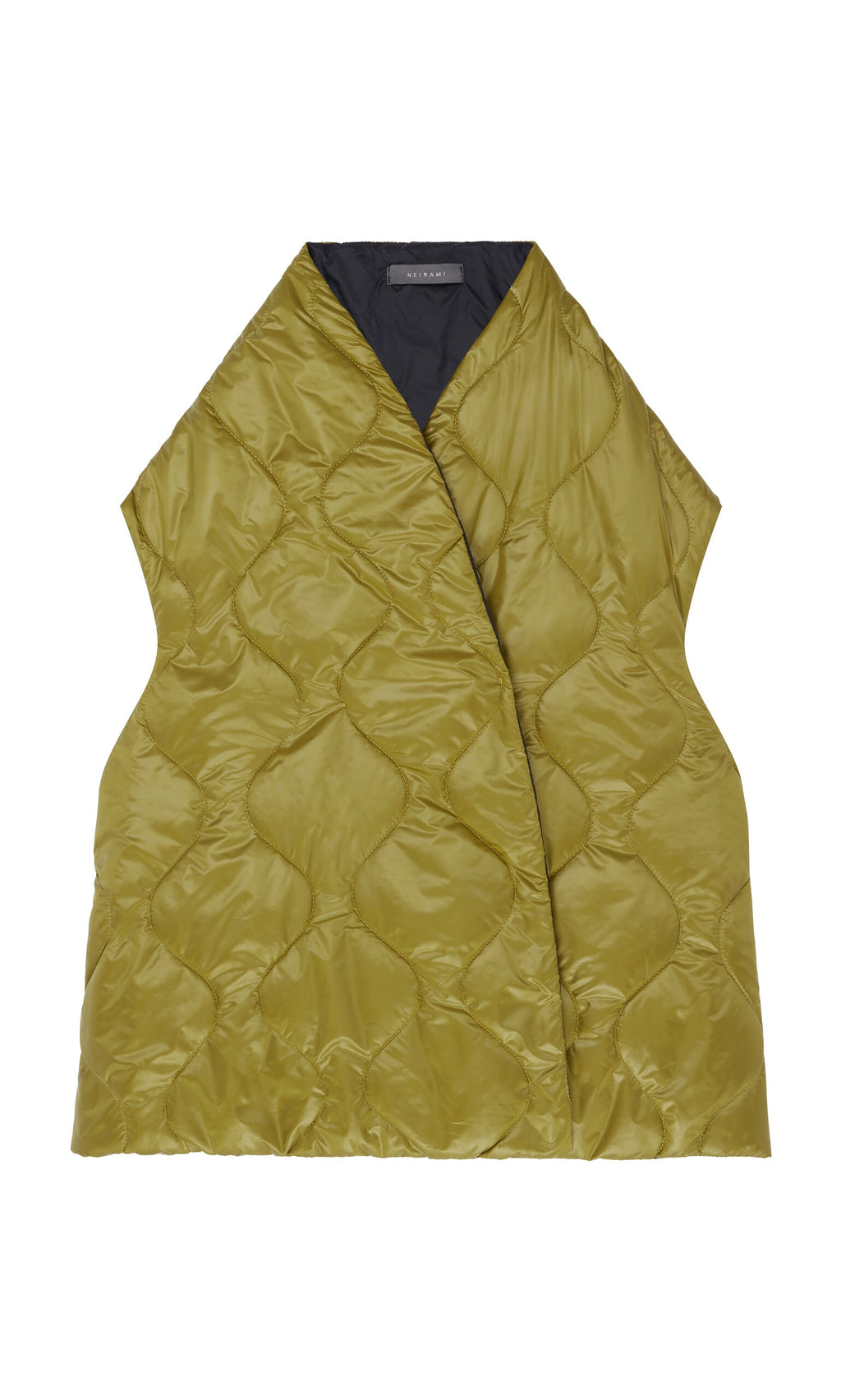 Plümo- The Acacia Gilet is a lightweight olive green quilted vest with a diamond pattern, handcrafted by Italian artisans.