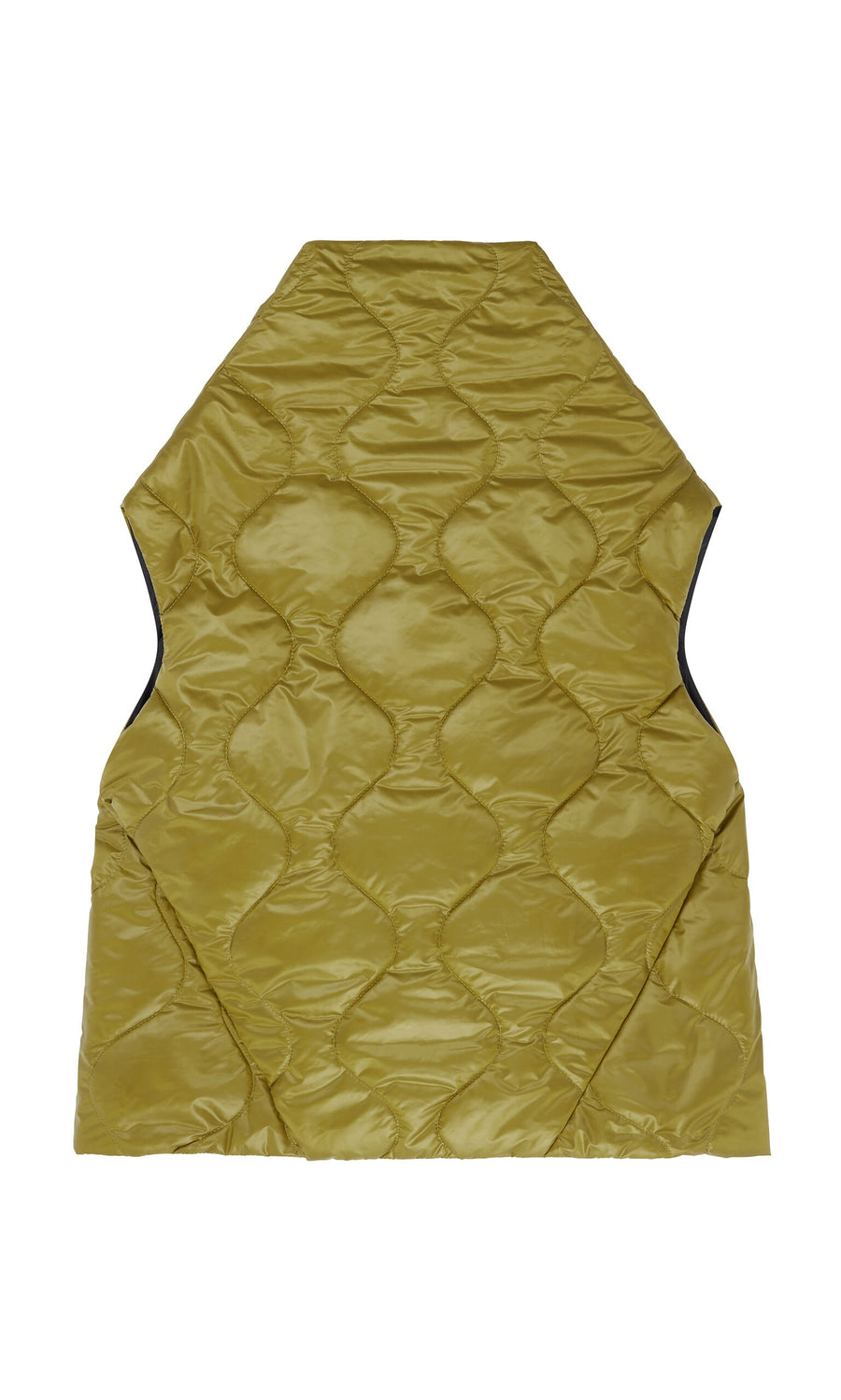 Plümo- Acacia Gilet: lightweight olive green quilted vest with a diamond pattern, shown flat on a white background.
