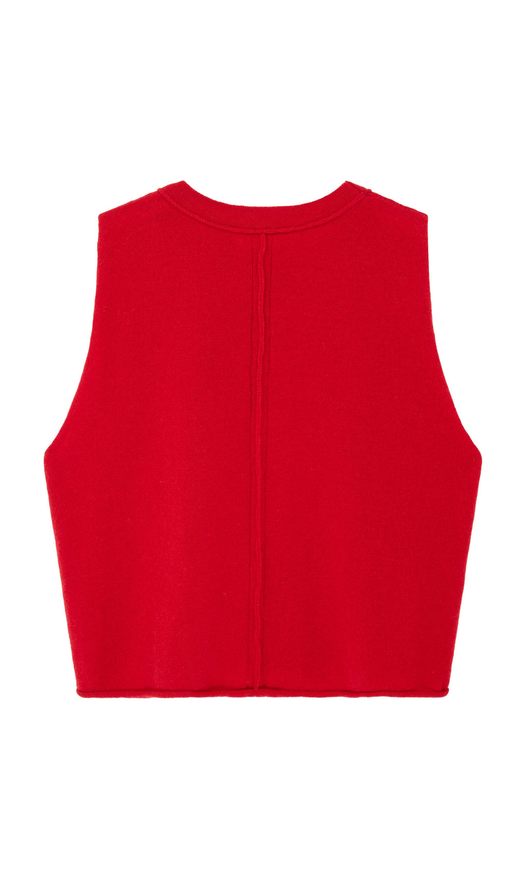 Plümo- Stella Tank: bright red, sleeveless cashmere top with supersoft feel, back central seam, and clean design.