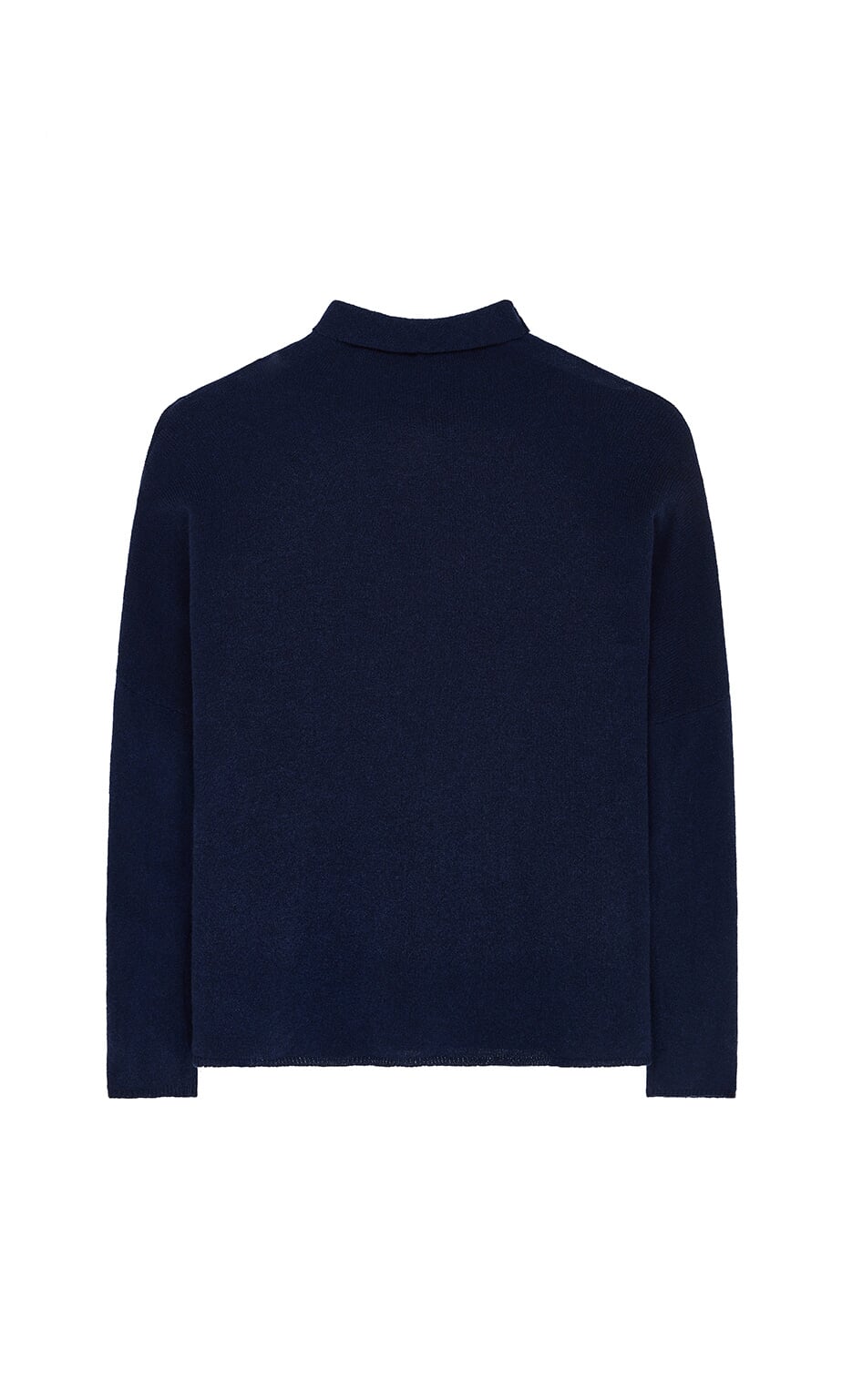 Plümo- Navy Rollneck shown from the back, made with supersoft yarns in a relaxed fit and simple, plain style.