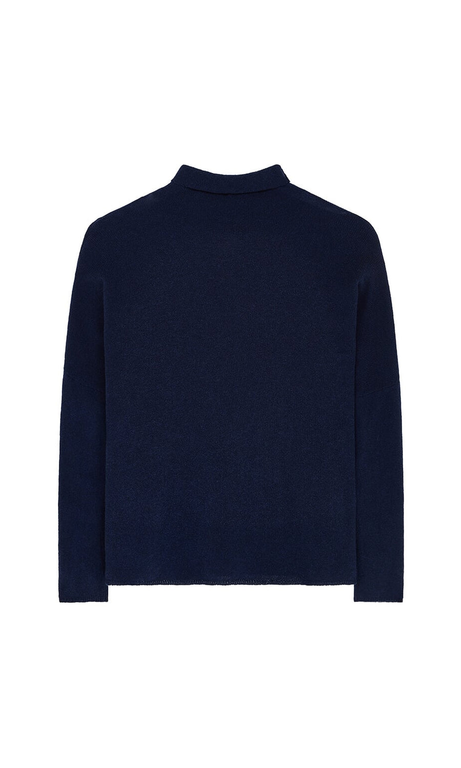 Plümo- Navy Rollneck shown from the back, made with supersoft yarns in a relaxed fit and simple, plain style.