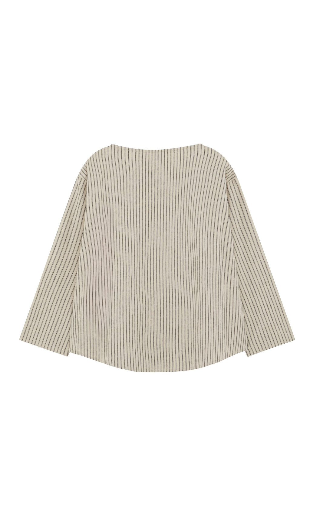Plümo- Sail Cloth Top: Beige, long-sleeve ribbed knit with wide sleeves, inspired by classic Breton style.