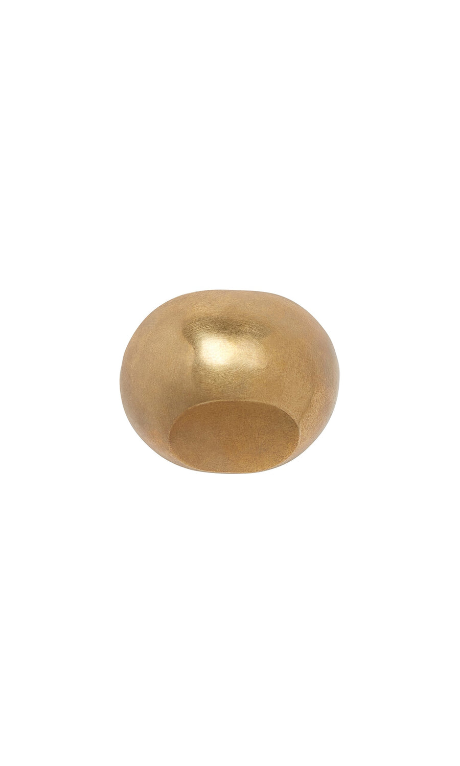 Plümo- The Amara Brooch is a chunky, smooth gold accessory with a matte finish, handmade in Spain on a white background.