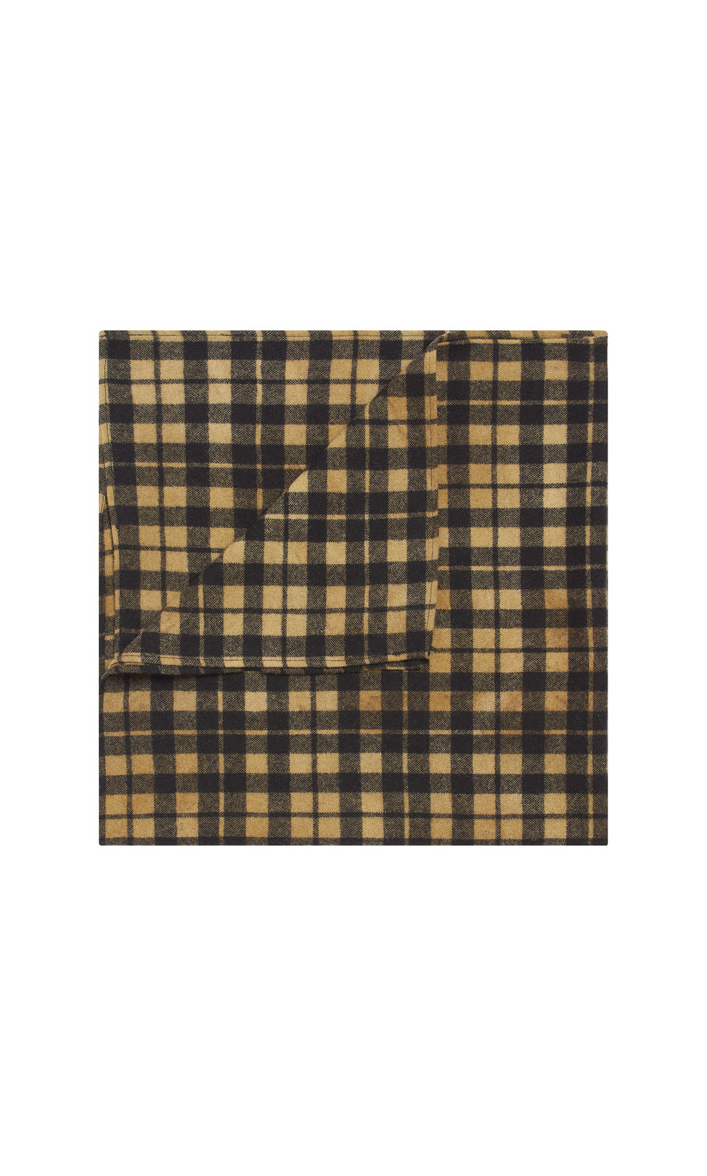 Plümo  The Quadrant Necktie features a brown and black check pattern on a crisp white background.
