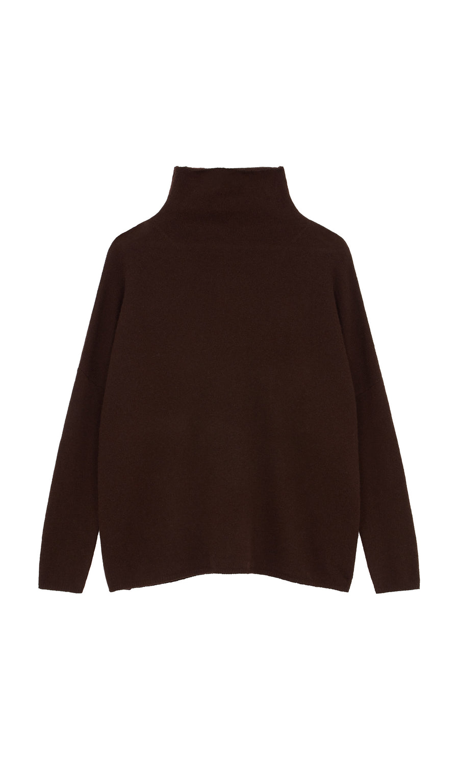 Plümo  Kloster Rollneck in brown ochre with long sleeves, shown laid flat on a white background for a classic look.