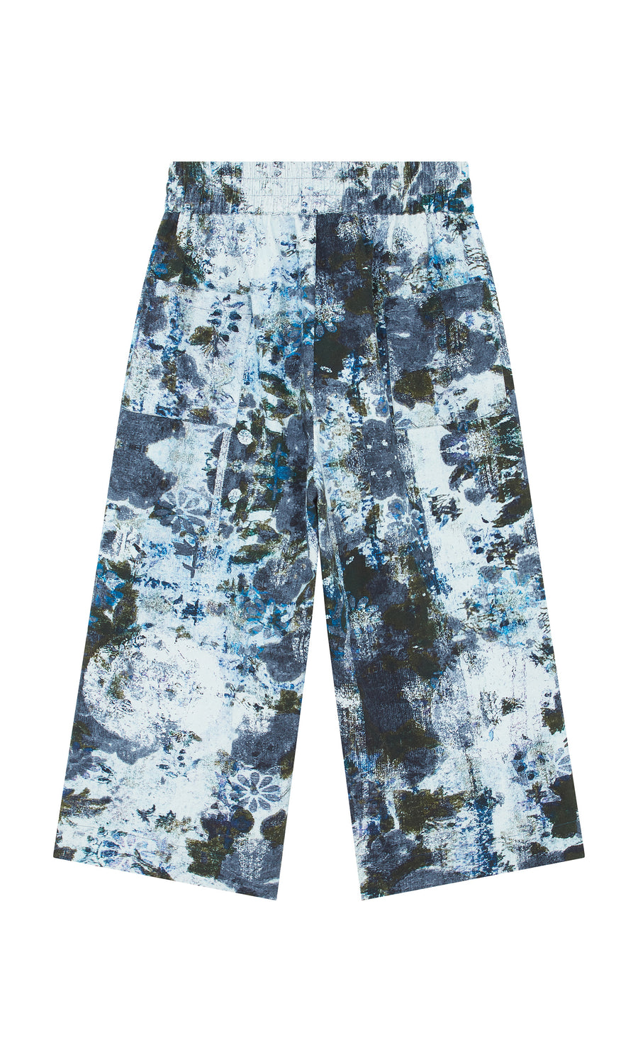 Plümo  Caccia Pants: Wide-leg shorts with wintery print, elastic waist, front pockets; sustainably made.