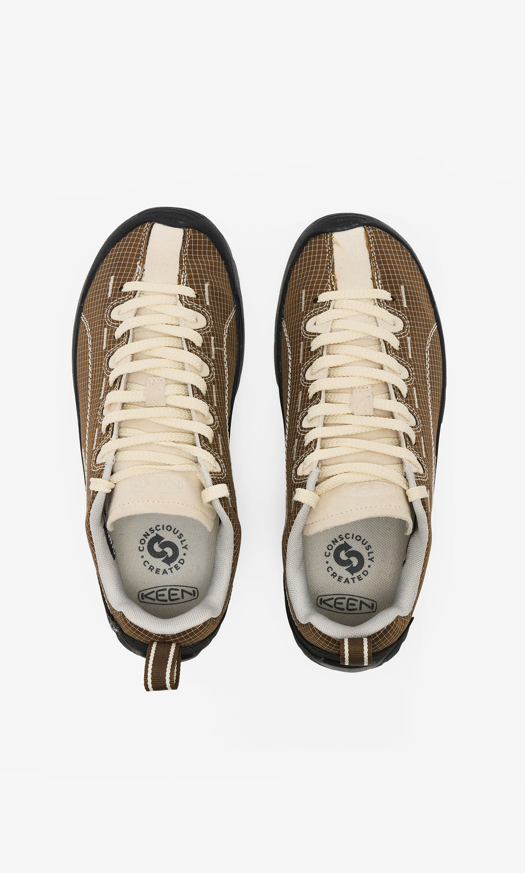 Plümo  Walking Shoes: Brown/beige, climbing-inspired trainers with textured uppers, canvas, and arch-supporting insoles.