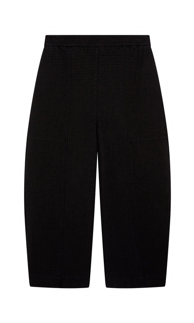 Plümo  Calow Pants - Coal: black wide-leg culottes with visible seams, shown on a white background.