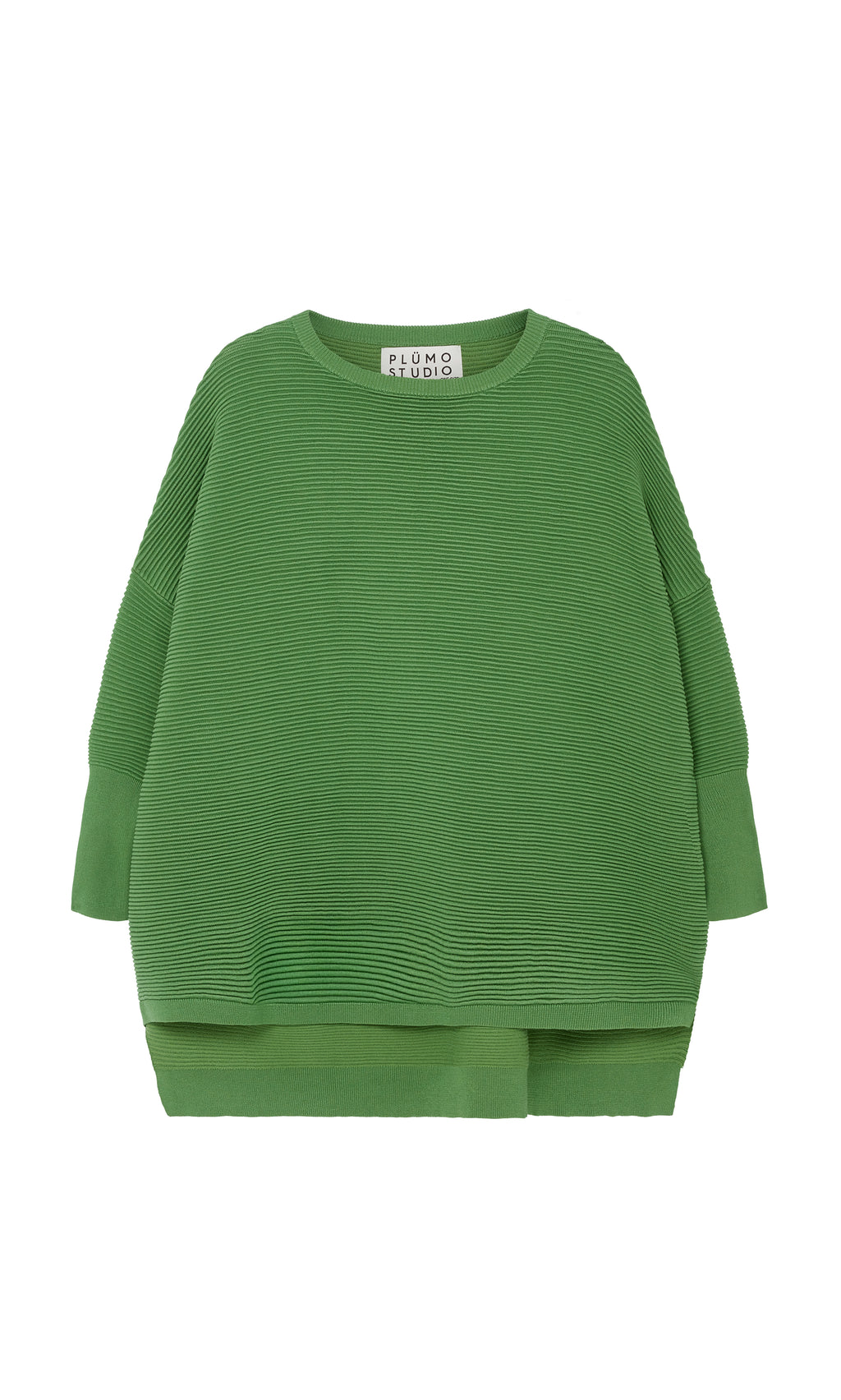 Plümo  Jack Sweater - Pickle Green: a relaxed long-sleeve, round neck style by Plümo Studio, shown on a white background.