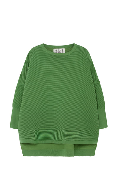 Plümo  Jack Sweater - Pickle Green: a relaxed long-sleeve, round neck style by Plümo Studio, shown on a white background.