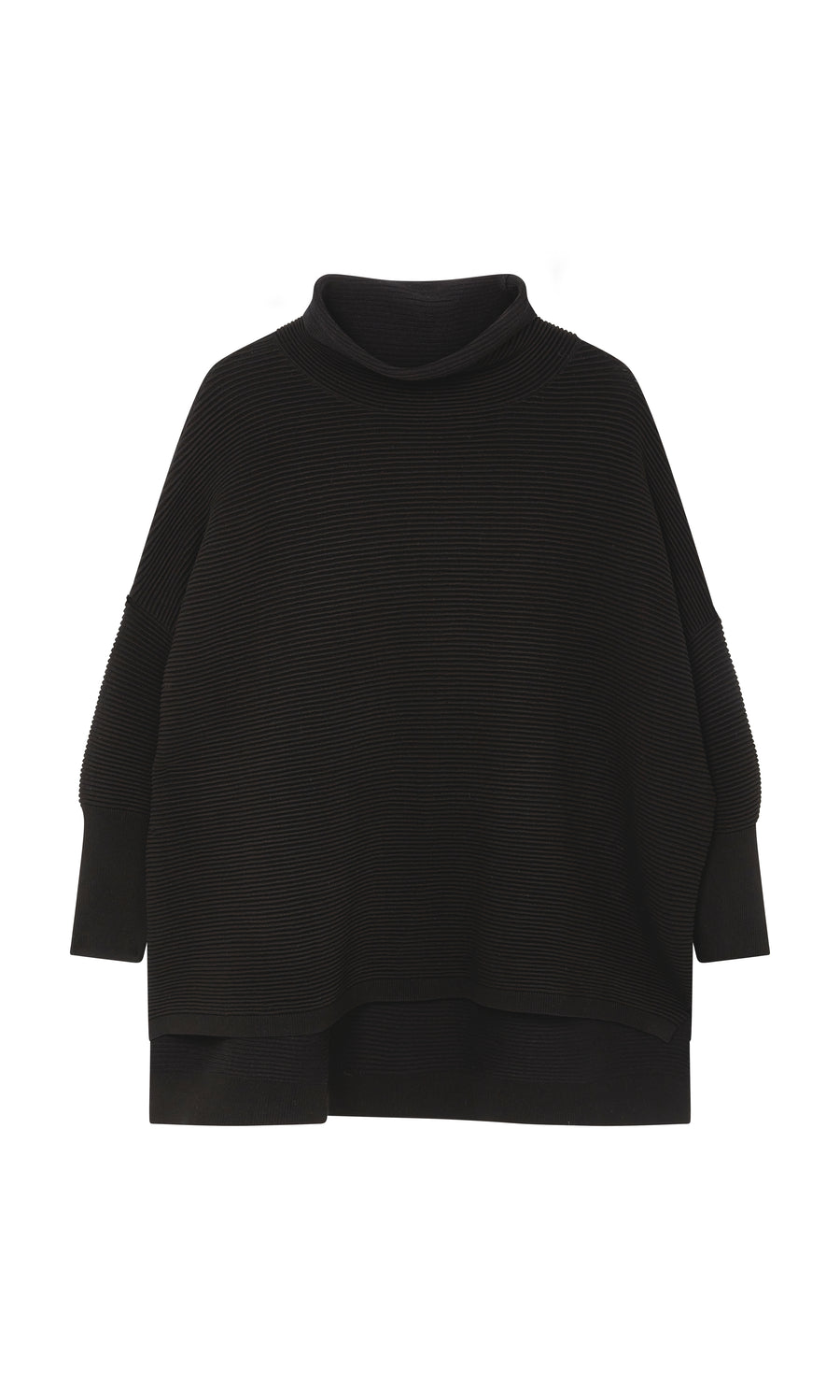 Plümo  Jack Rollneck - Black Coal: relaxed, loose fit ribbed turtleneck in plant-based yarn with a soft silhouette.
