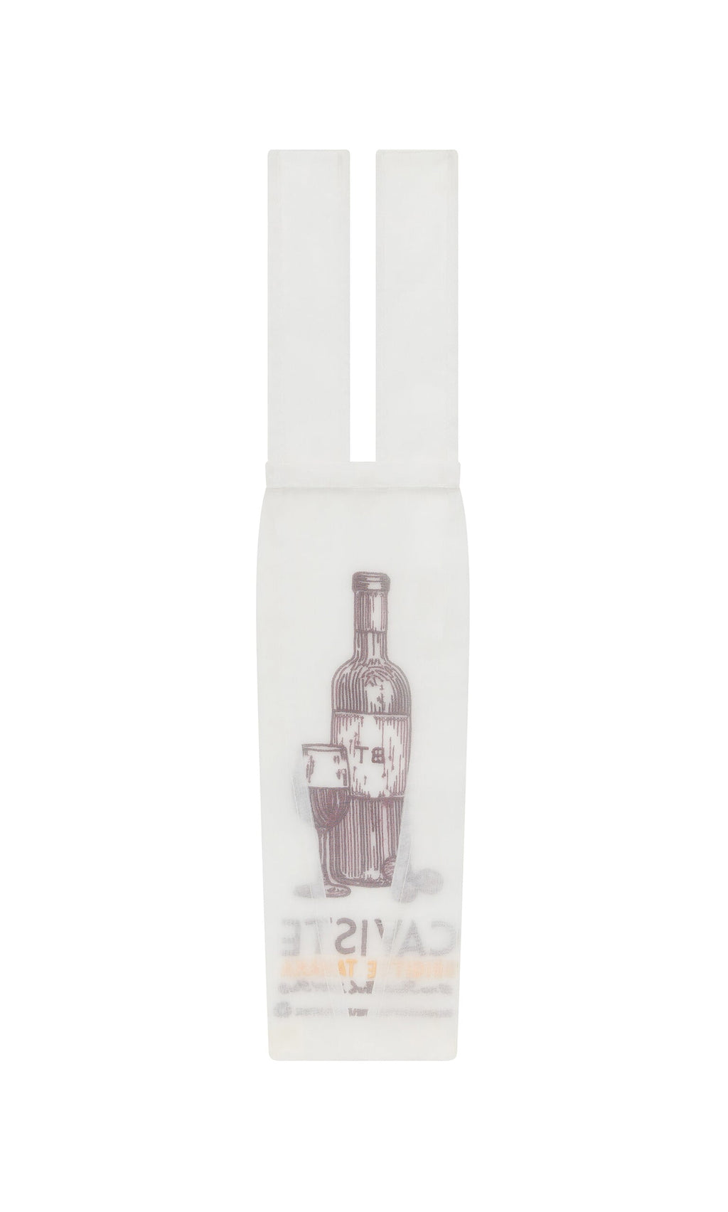 Plümo- White plastic chopsticks sleeve with wine bottle and glass illustration, pairs perfectly with Caviste Wine Bottle Gift Bag.
