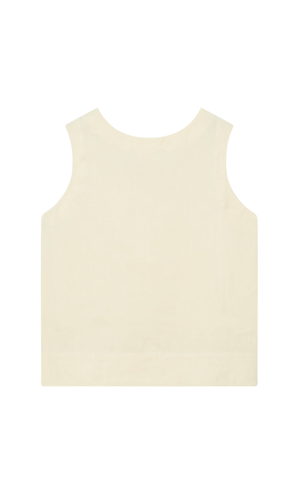 Plümo- The Linda Top - Milk is a sleeveless Irish linen top with a boxy cut and square neckline, shown on a white background.