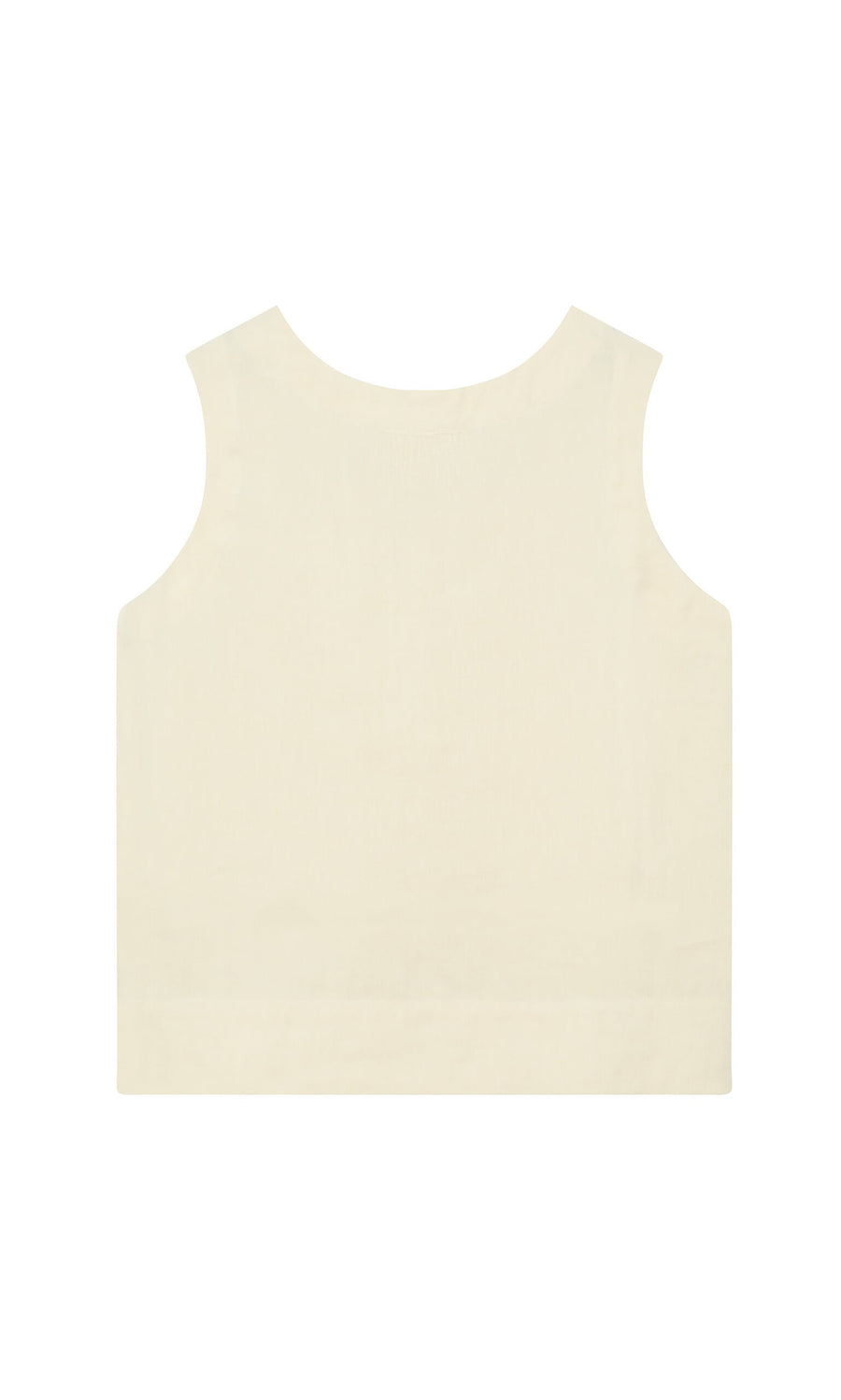 Plümo- The Linda Top - Milk is a sleeveless Irish linen top with a boxy cut and square neckline, shown on a white background.