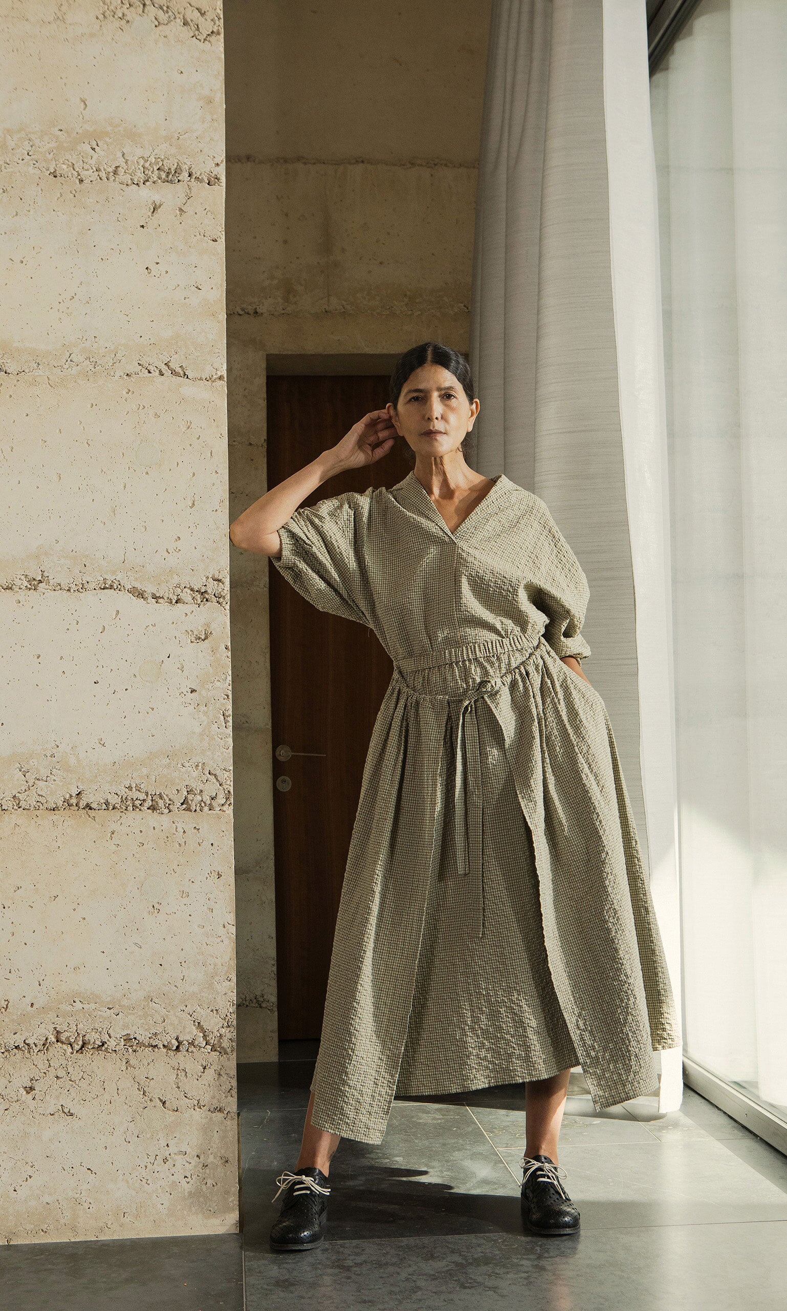 Seersucker A-Line Wrap Skirt, Yarn Dyed in Japan – Plümo Ltd