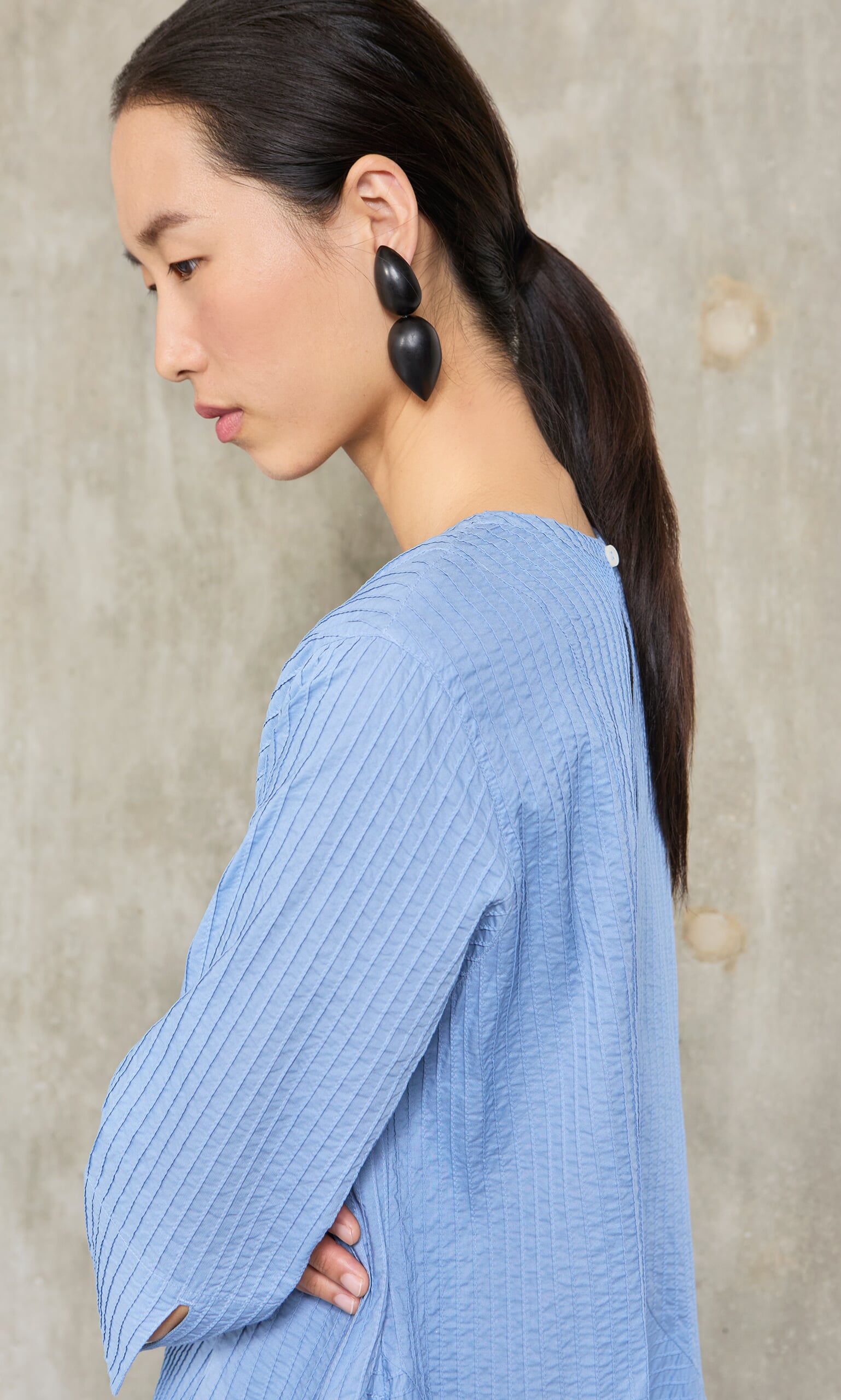 Sky Blue Cotton Pintuck Dress – Plümo Ltd