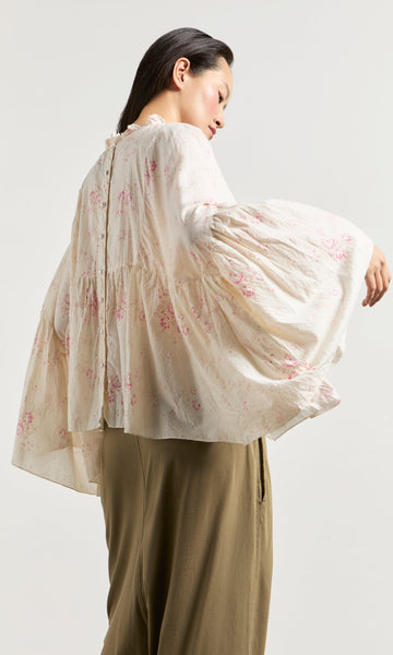 Peplum Ruffle Blouse in a Delicate Vintage Floral Print – Plümo Ltd