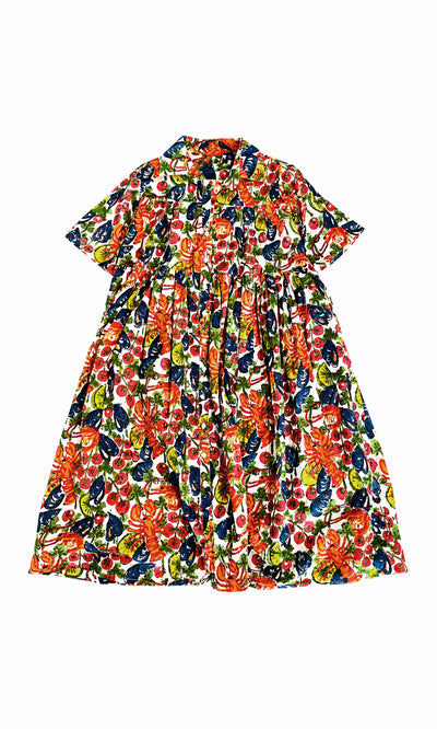 Colorful floral dress on a white background