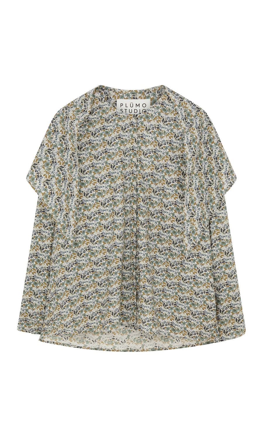 Plümo- Garden Blouse: long-sleeved, loose-fit Liberty print with Plumo Studio label on inside neckline.