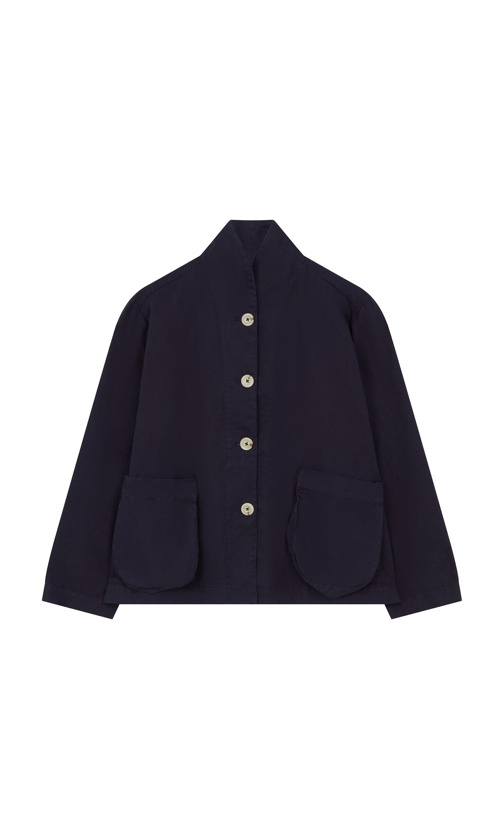 Plümo- Gardener's Jacket - Navy: dark navy cotton twill with two large front pockets, shown on a white background.