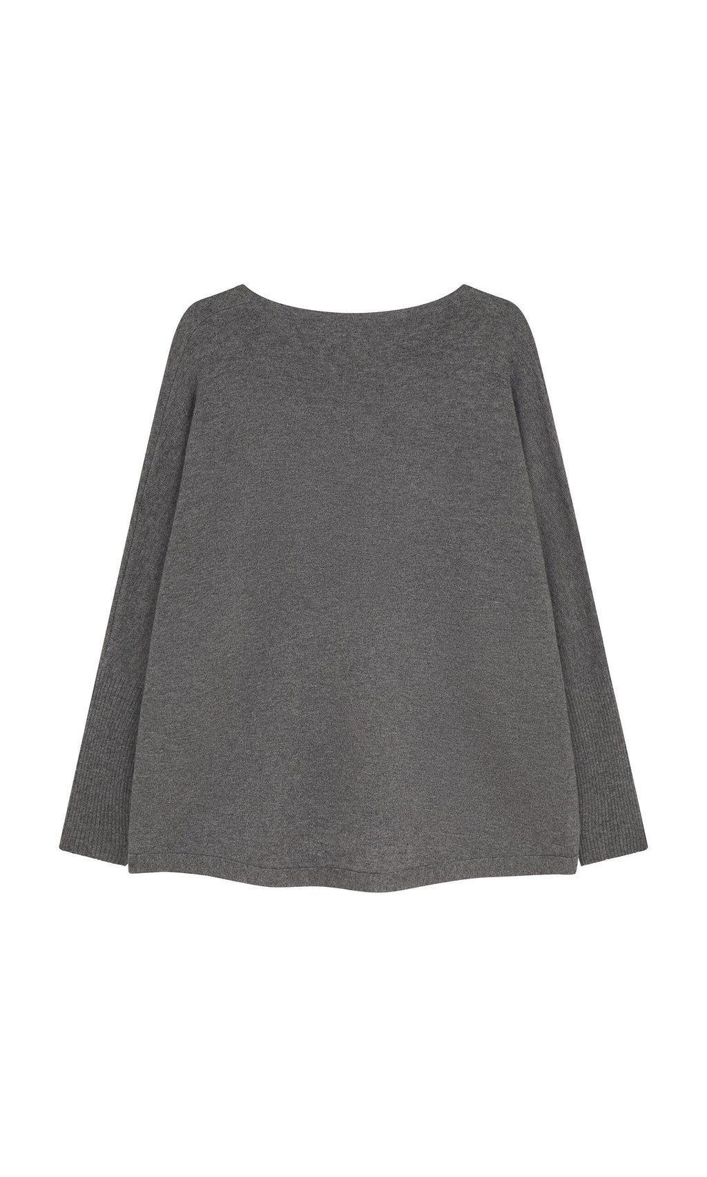 Plümo- Grey Cashmere Jumper with long sleeves and an oversized fit, displayed on a white background.