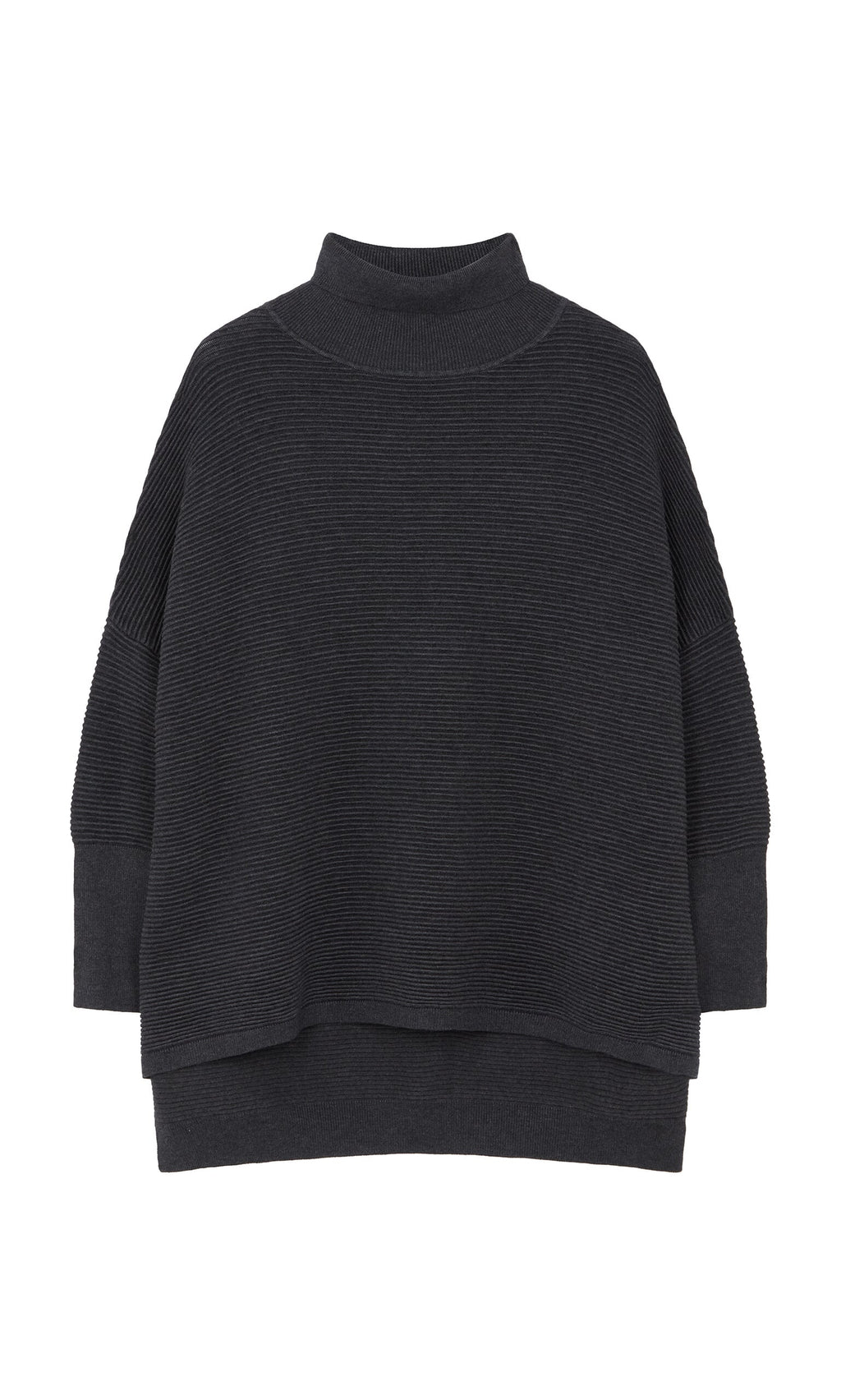 Plümo- Jack Rollneck - Graphite: Long-sleeve, ribbed, oversized knit sweater in super soft yarn with a relaxed fit.
