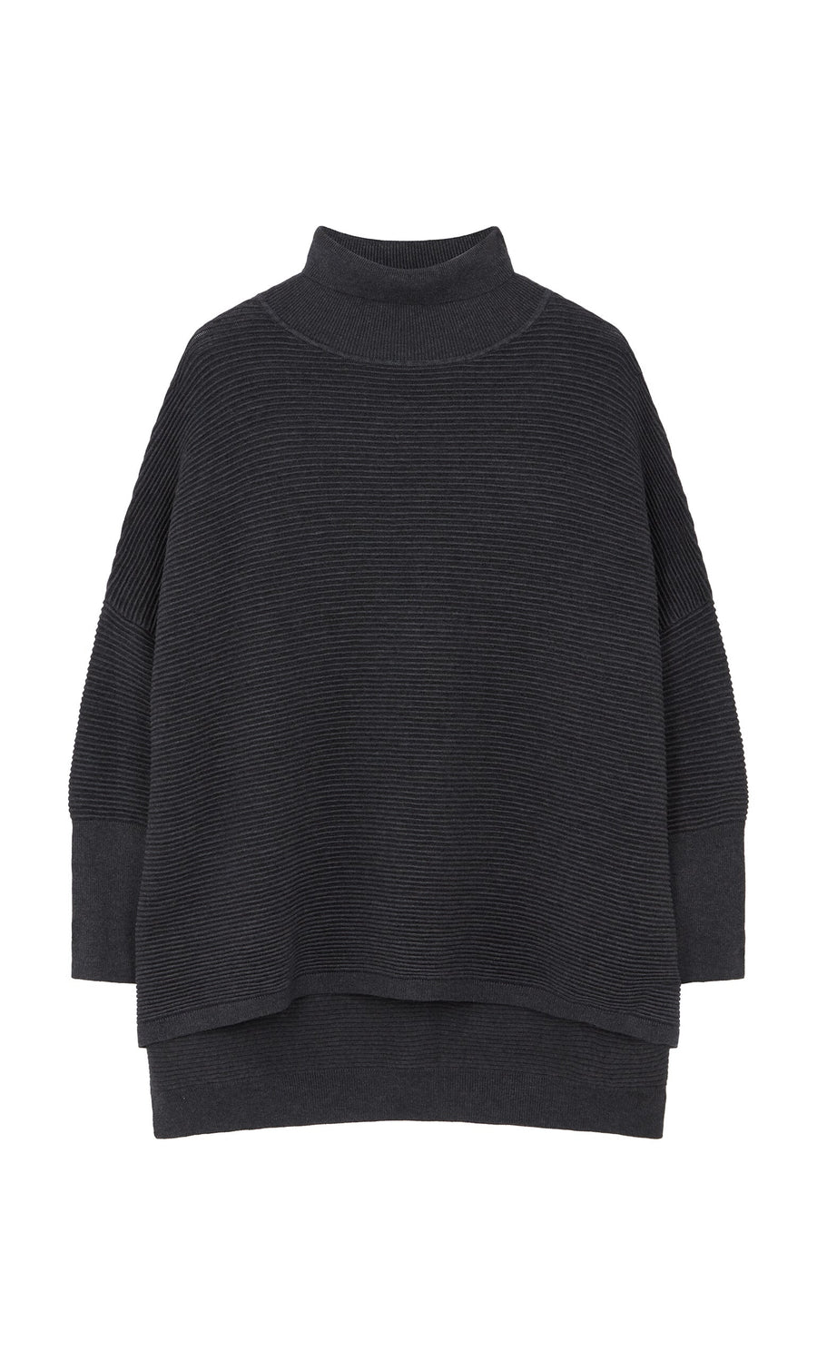 Plümo- Jack Rollneck - Graphite: Long-sleeve, ribbed, oversized knit sweater in super soft yarn with a relaxed fit.