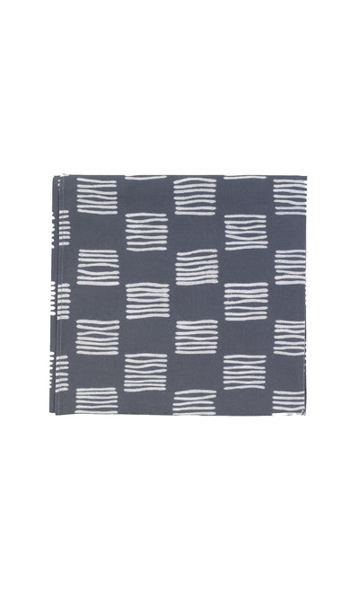 Plümo  Japanese Handkerchief - Grid: folded dark cotton bandana with white geometric grid lines on a white background.
