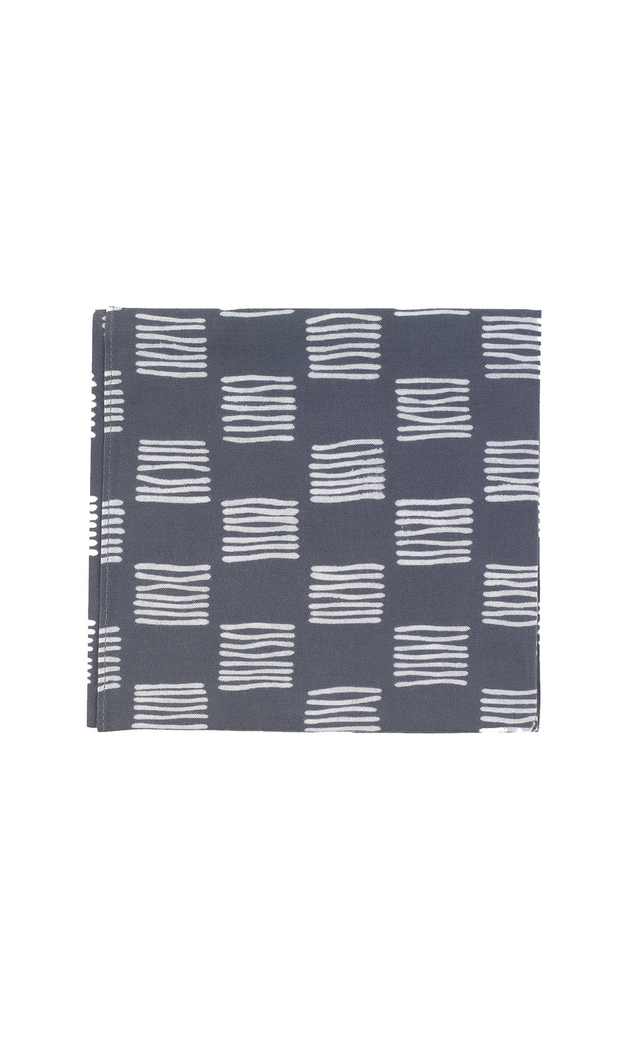Plümo  Japanese Handkerchief - Grid: folded dark cotton bandana with white geometric grid lines on a white background.