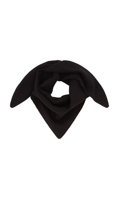 Plümo- Jona Necktie - Black: a soft black triangular bandana made from plant viscose, folded with pointed ends.