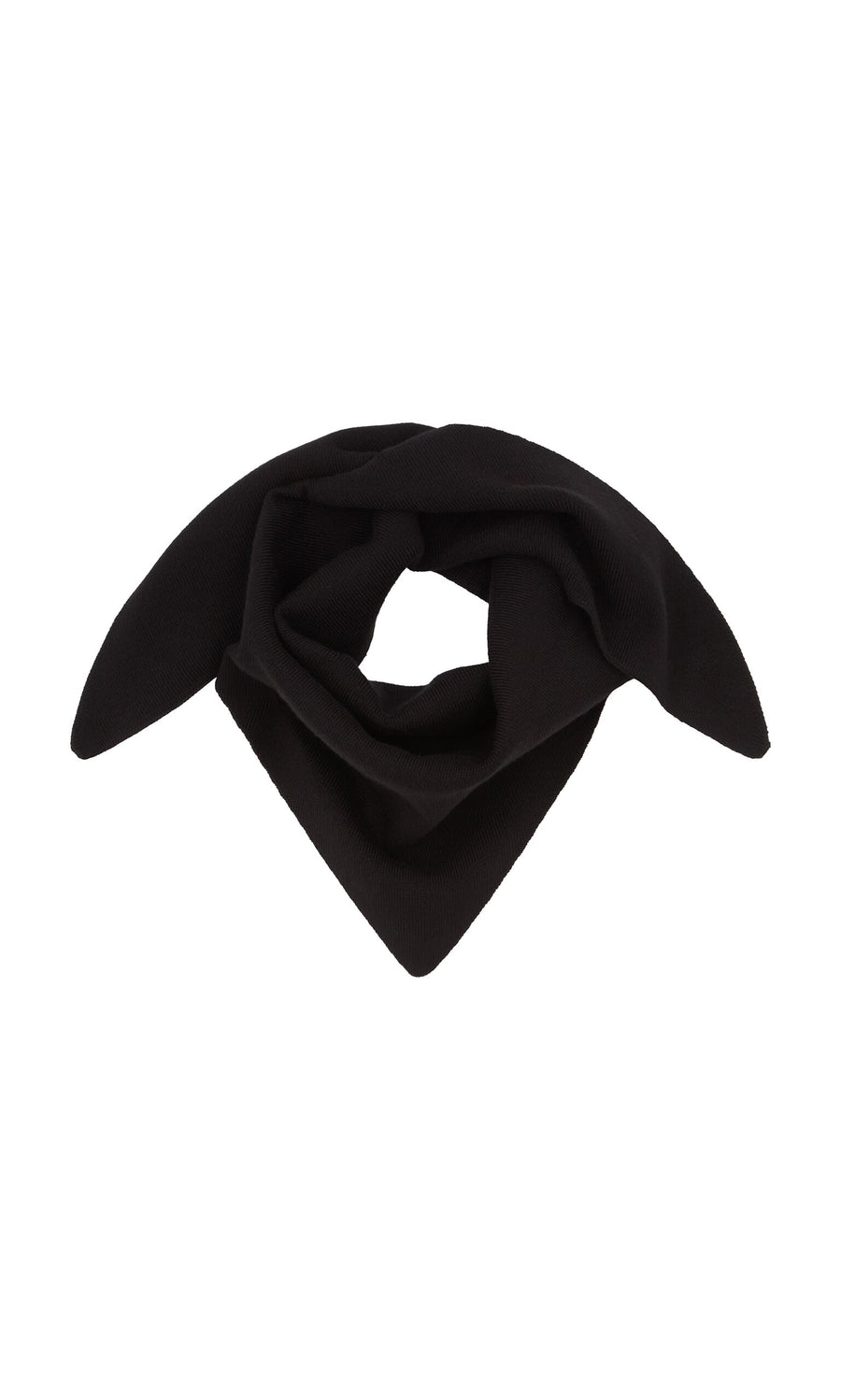 Plümo- Jona Necktie - Black: a soft black triangular bandana made from plant viscose, folded with pointed ends.