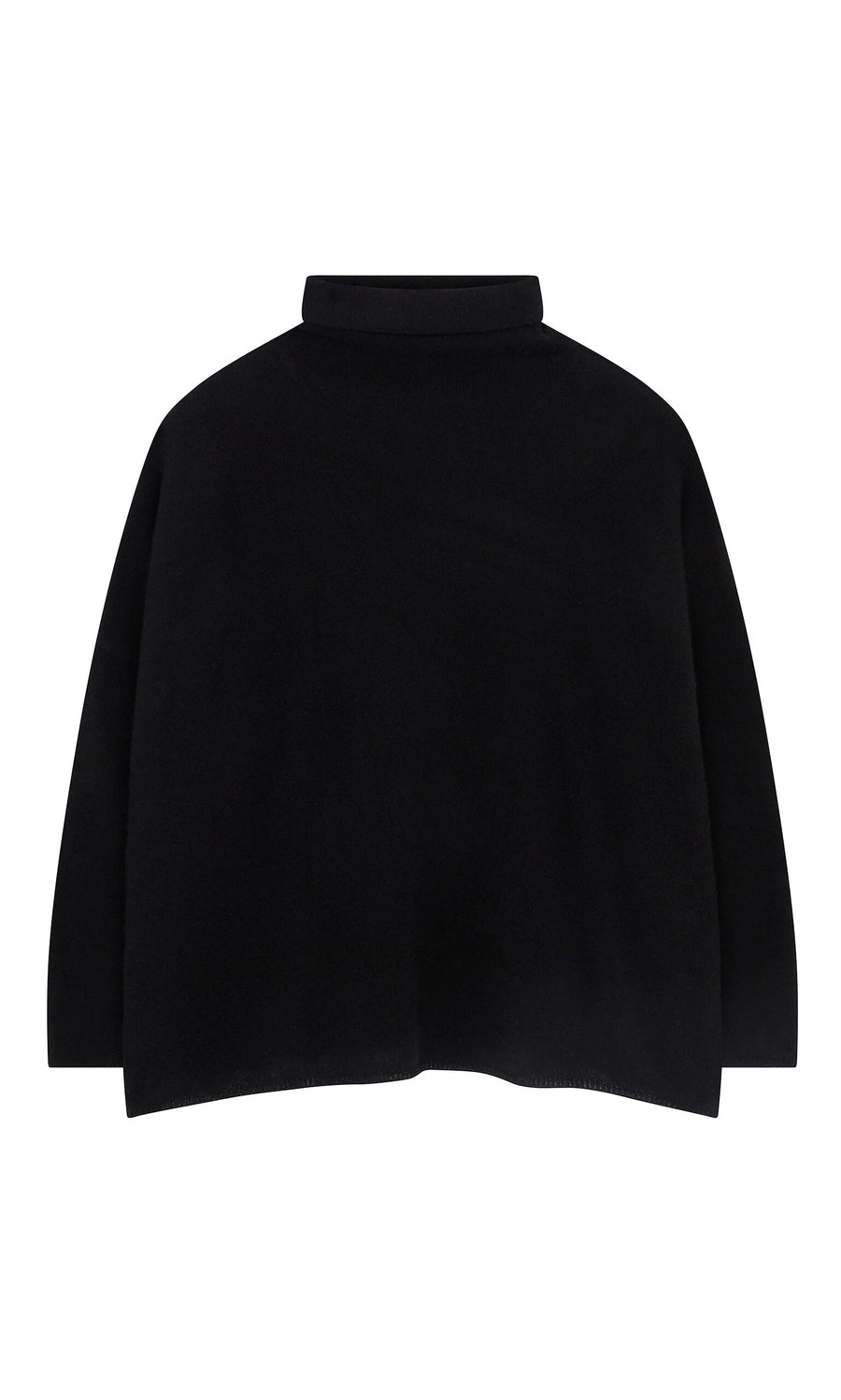 Plümo- Onyx Rollneck shown from the back, featuring a loose fit and simple design—a classic wardrobe staple.