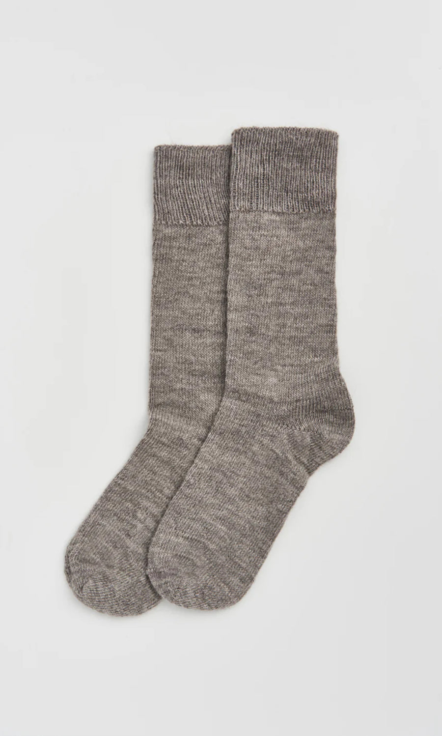 Plümo  Pair of Alpaca Socks - Slate Grey, crafted in a British mill, laid flat side by side on a plain white background.