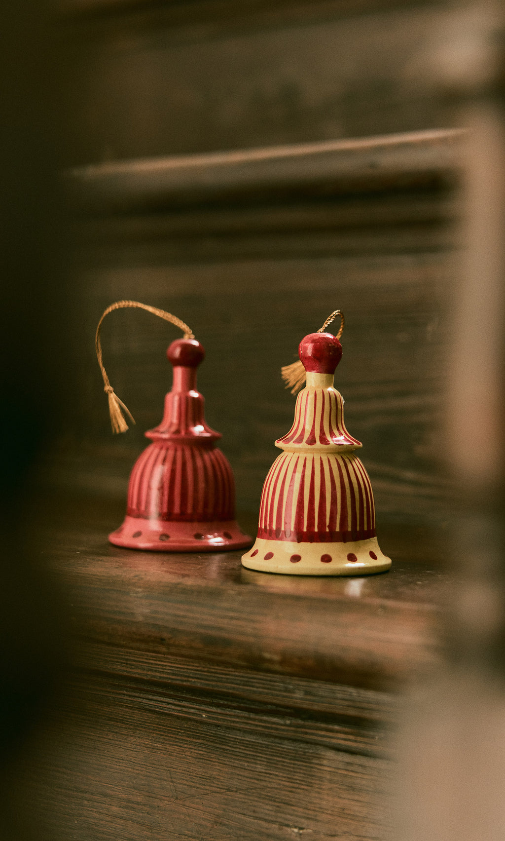 Rich Red Papier-Mâché Bell Ornaments – Plümo Ltd