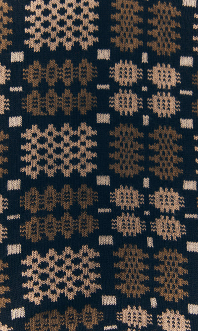 Plümo  Italian-spun cotton with brown and beige geometric design. Perfect for daily wear—Welsh Socks - Soot.