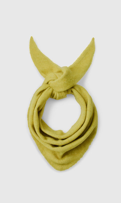 Plümo  The Avo Necktie, a yellow Danish design, tied loosely and laid flat on a plain white background.