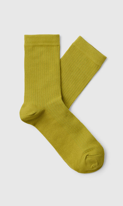 Plümo  A pair of Bright Green Socks laid flat on a white background.