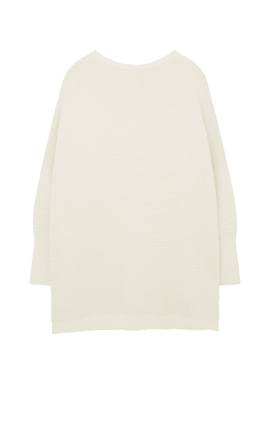 Plümo- Jack Sweater - Cloud: A loose-fitting, off-white oversized sweater with dropped shoulders and ribbed texture.