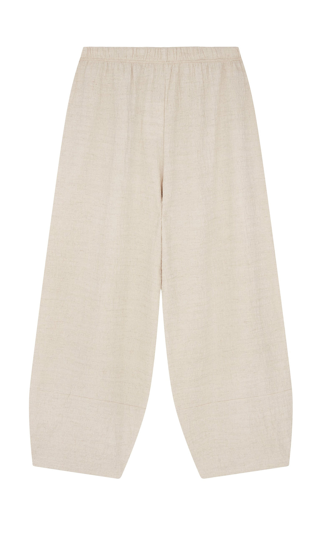 Plümo- Soren Pants: wide-leg linen pull-on pants with an elastic waistband, shown on a white background.