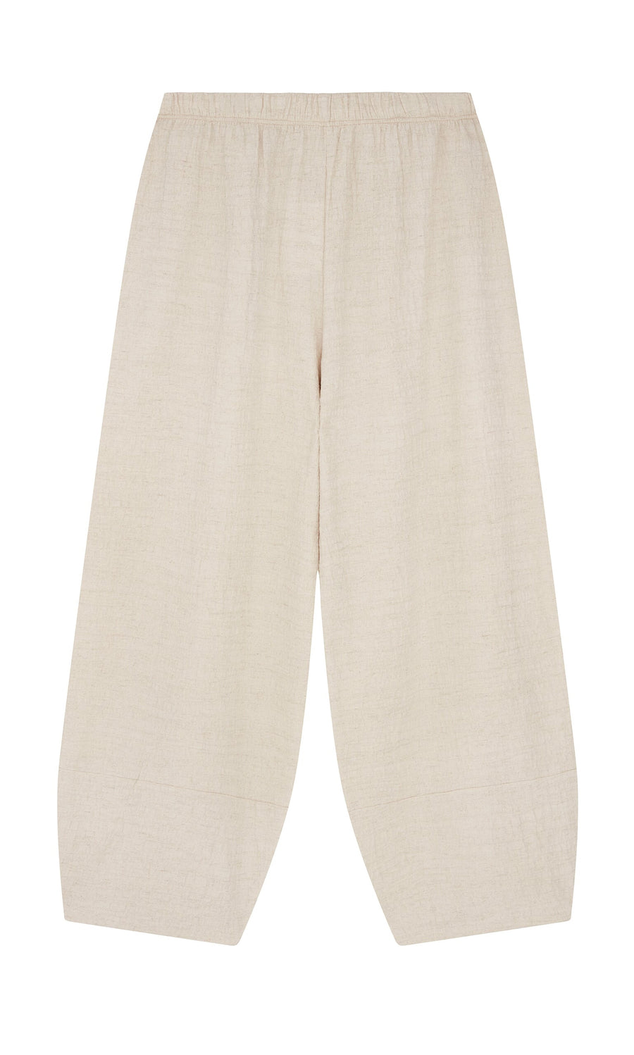 Plümo- Soren Pants: wide-leg linen pull-on pants with an elastic waistband, shown on a white background.