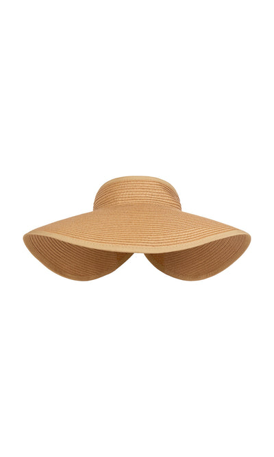 Plümo- Light brown Miami Sun Visor with a wide brim and adjustable fit, shown on a white background.
