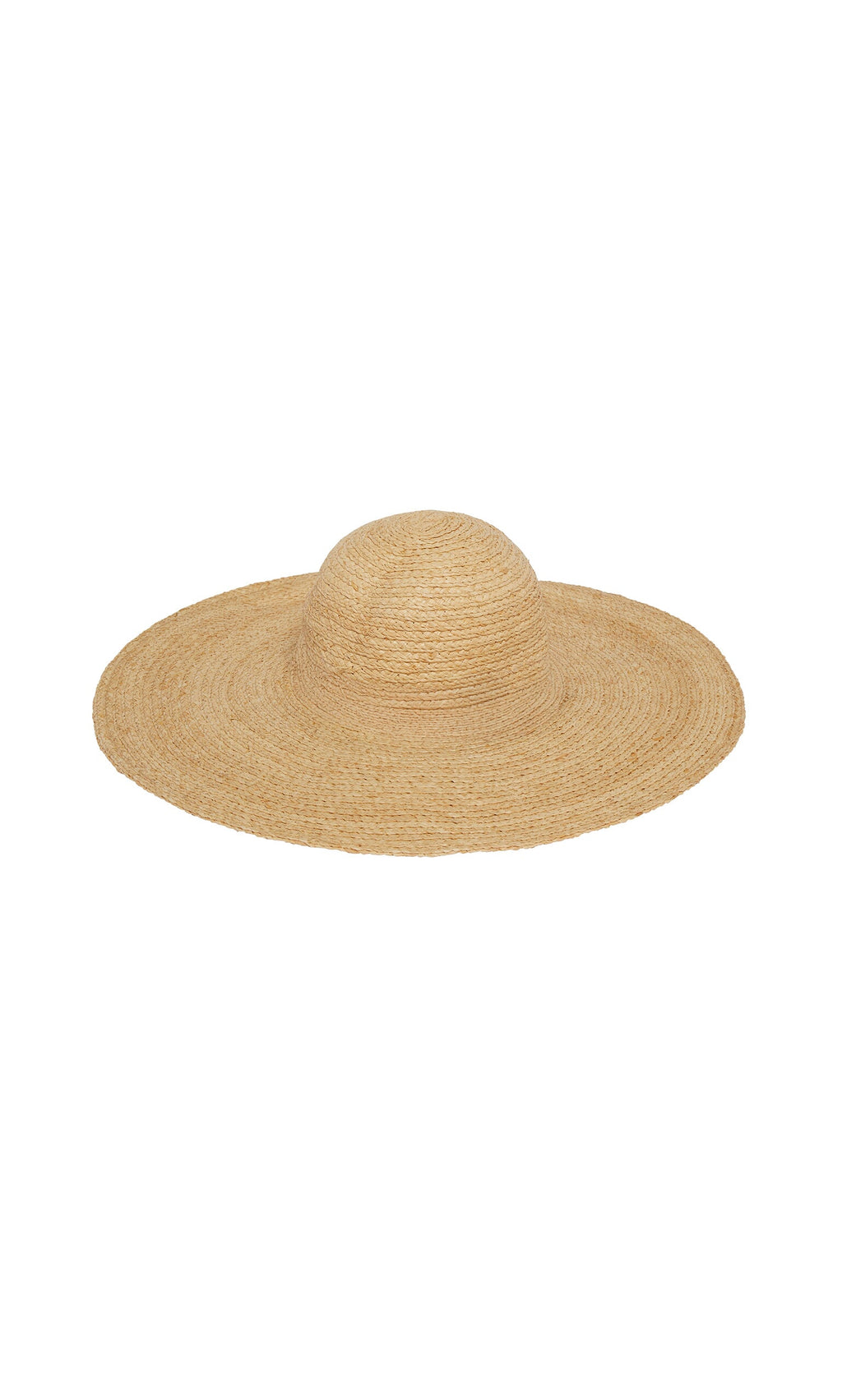 Plümo- The Serena Straw Hat features a rounded crown and wide brim for stylish sun protection on a plain white background.