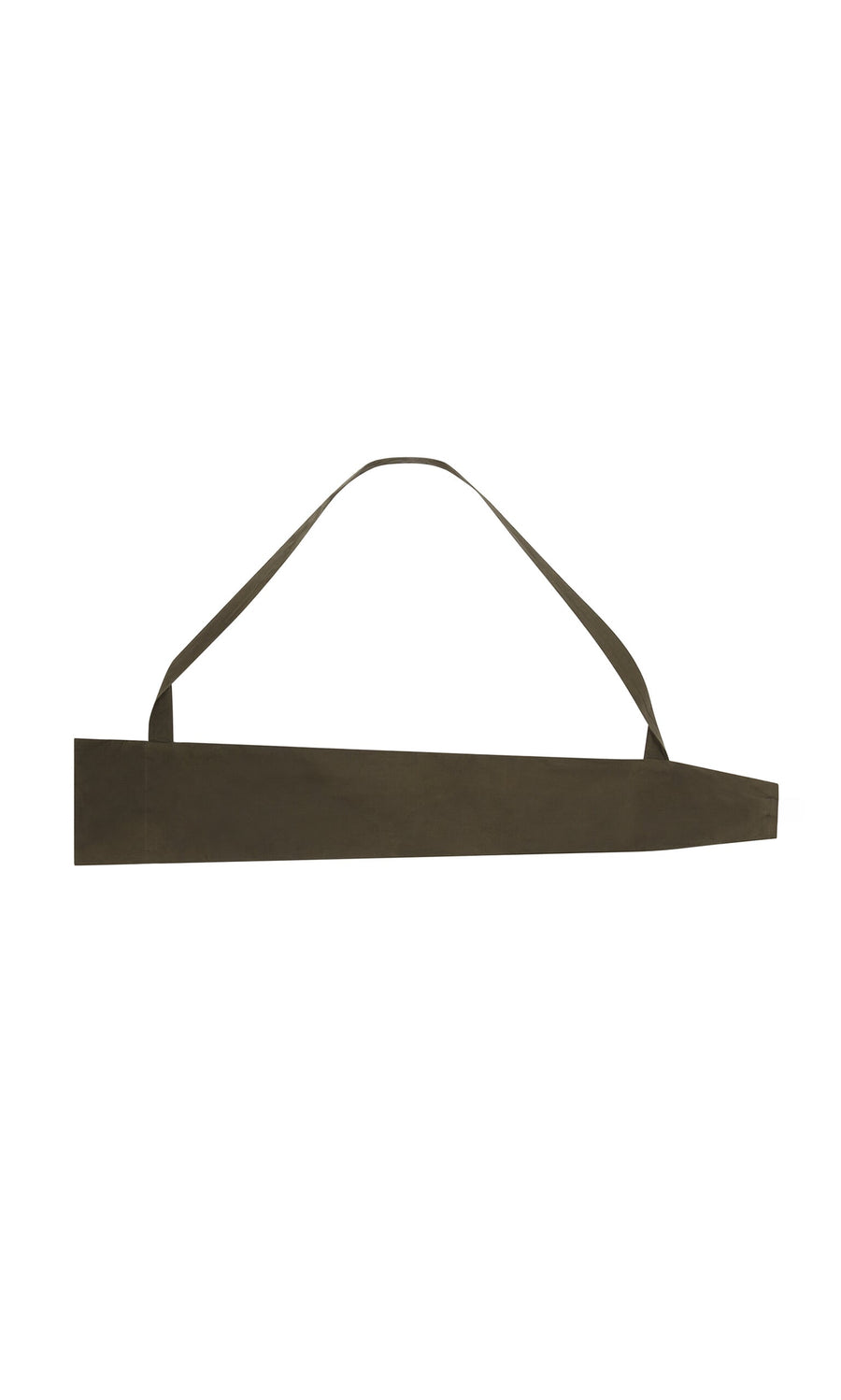 Plümo- The Wax Umbrella Bag is a flat, olive green carrier with a single strap for transporting long, narrow items.