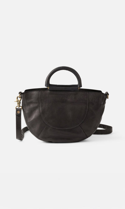 Plümo- The Dark Moon Tote features top handles and a detachable crossbody strap, shown against a white background.