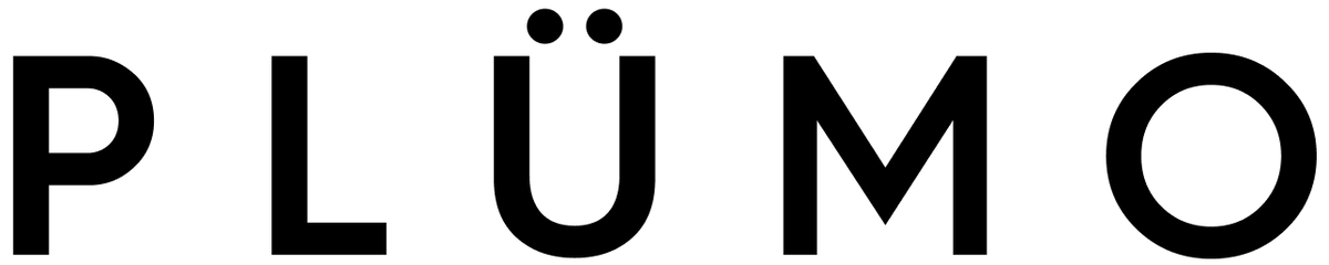 Plümo- The word PLÜMO in bold, black, uppercase letters with an umlaut over the letter U on a white background.