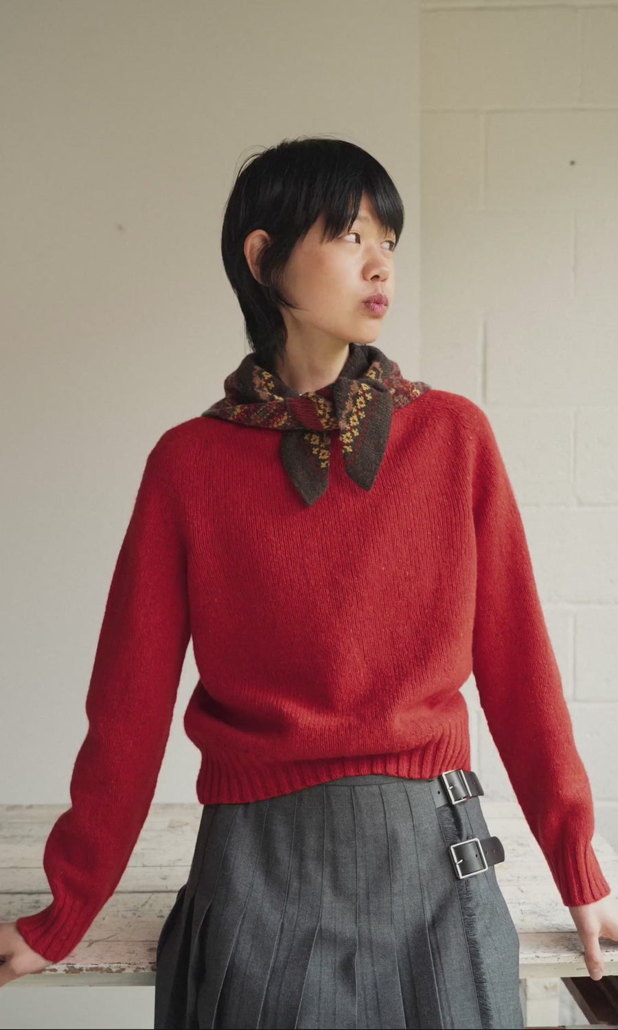 Wicklow Crewneck  - Red Fleck