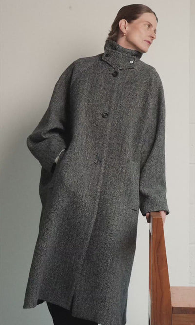 Balmacaan Tweed Coat